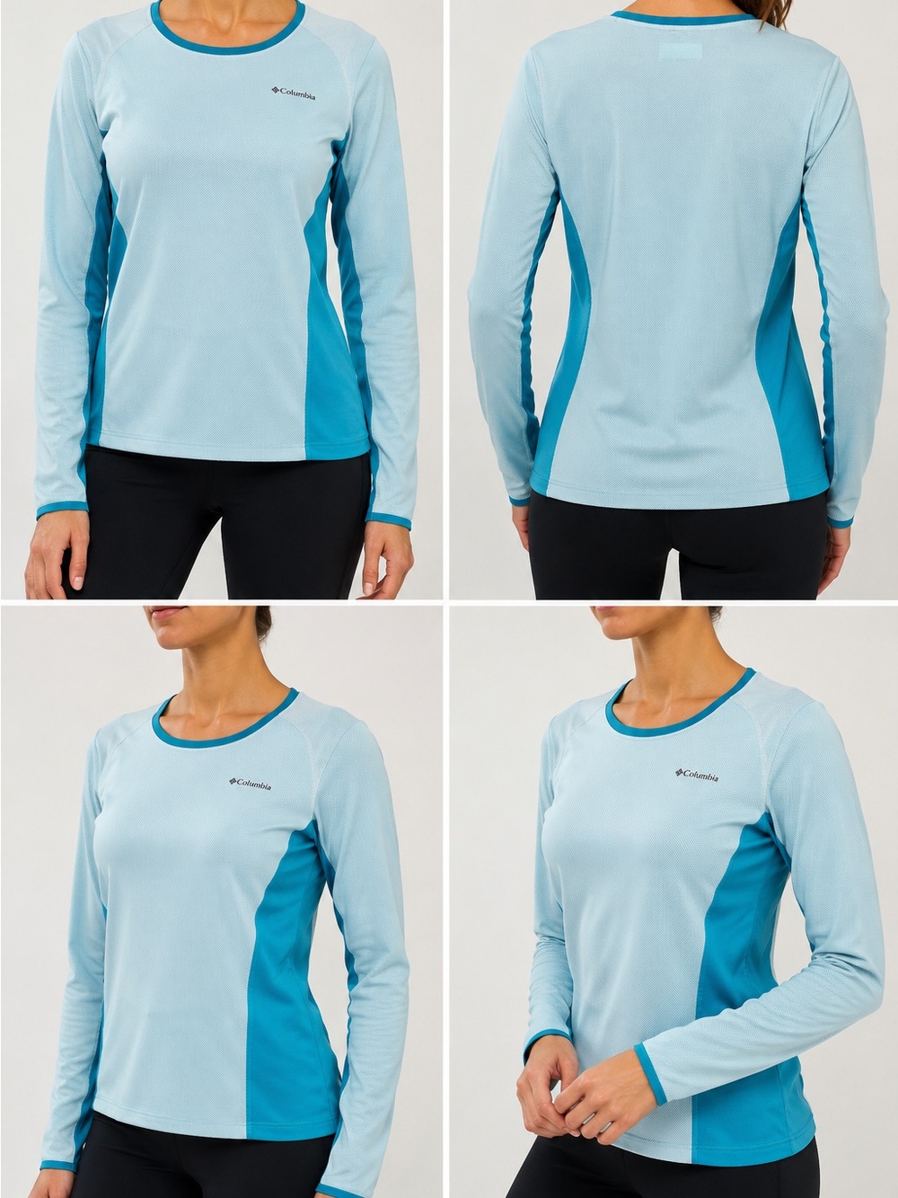 Columbia Women’s Two-Tone Light Blue and Teal Long-Sleeve Active Top
